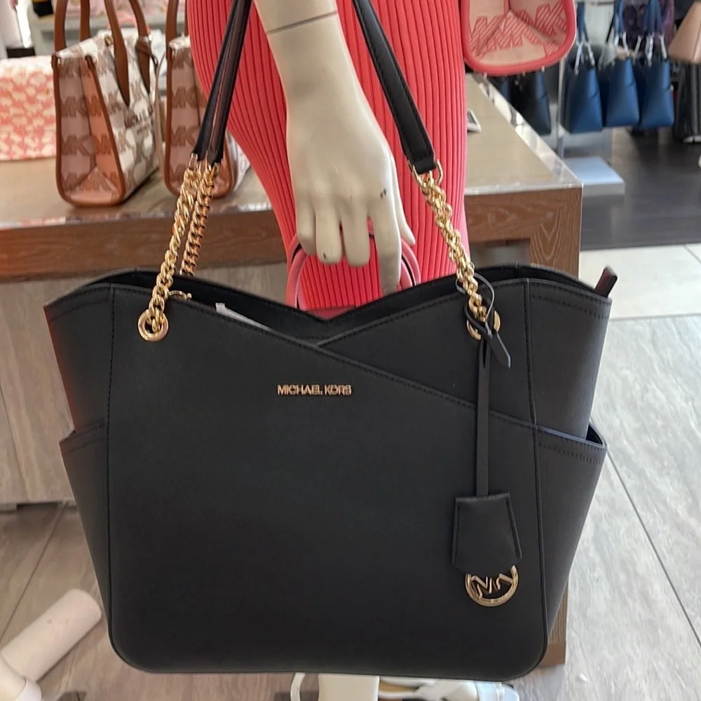 Michael Kors Jet Set Travel Large Chained Tote Shoulder Bag MK Black
NWT - Picture 16 of 16